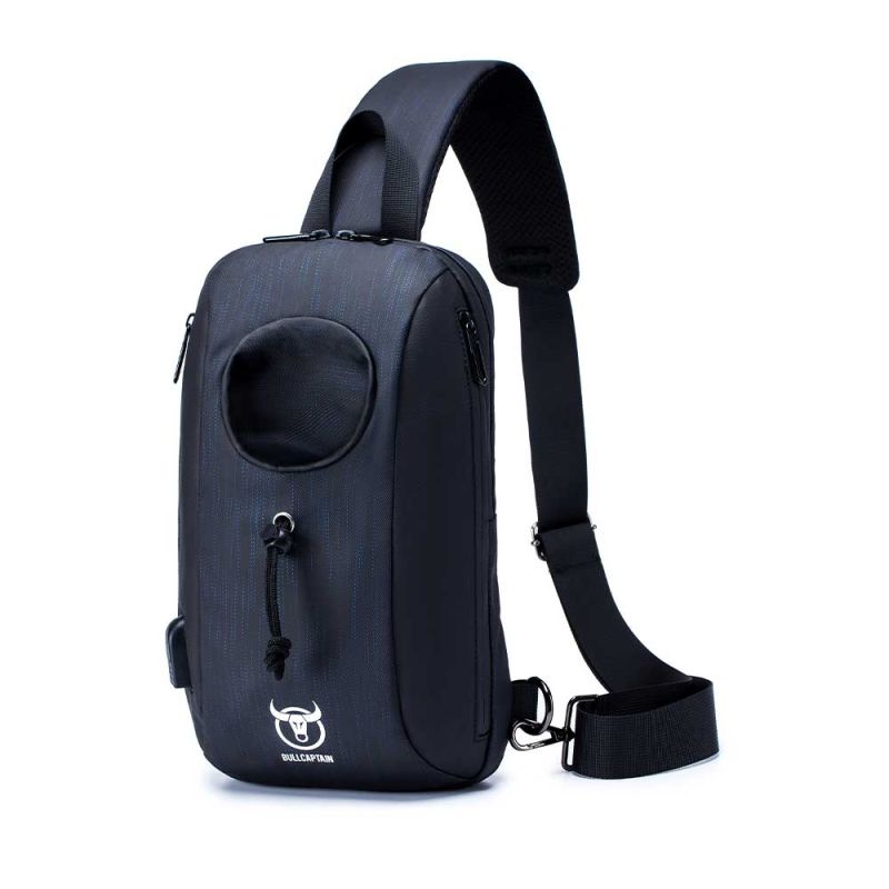 Bullcaptain taška přes rameno s USB Borgar Modrá 6L