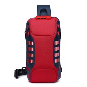Ozuko batoh přes rameno s USB + zámek Dubois Modro-červený 5L