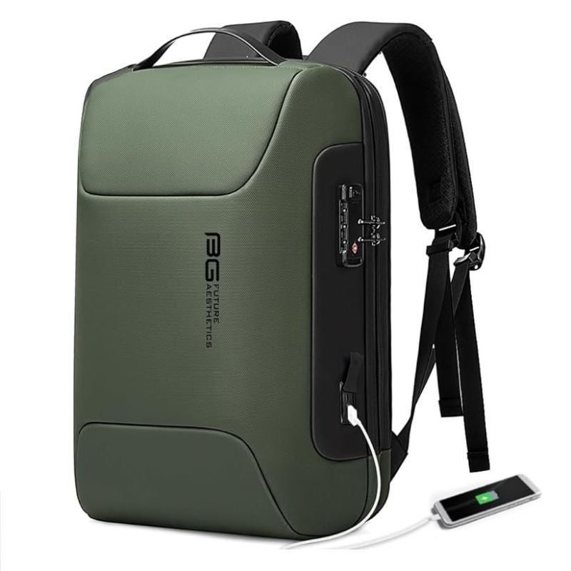 BANGE Business batoh s USB + zámek Parcual Zelený 23L
