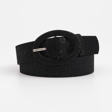 Dámský lesklý flitrový pásek na šaty Round Černý