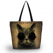 Huado nákupní a plážová taška - Kočka s brýlemi