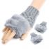 Dámské pletené rukavice bezprsté s kožíškem šedé