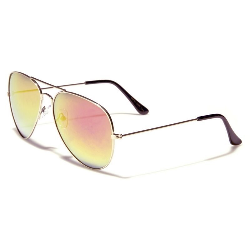 Sluneční brýle zrcadlové aviatorky zelenorůžovo - zlaté