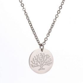Ocelový náhrdelník Strom života Stříbrný