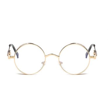 Retro kulaté Nedioptrické brýle Steampunk Zlaté