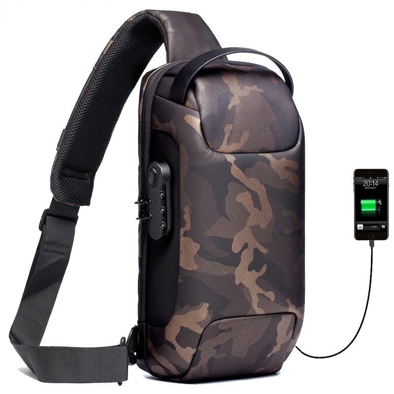Weixier outdoor batoh přes rameno s USB Eliseo Camouflage 5 l