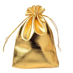 Textilní dárkový stahovací pytlík Zlatý