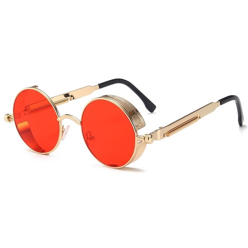 Oválné sluneční brýle Steampunk Zlato - Červené