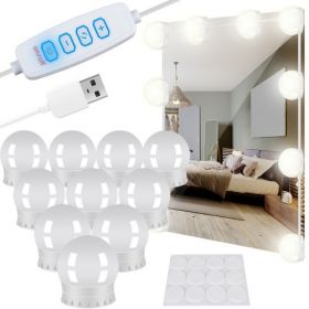 Led USB lampičky světla na zrcadlo k toaletce 10ks Bílé