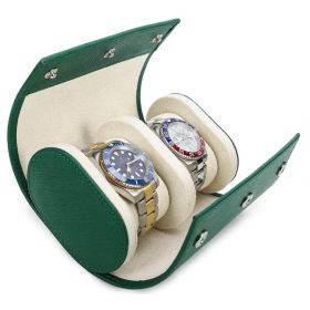 Contacts® Kožené pouzdro na 2 hodinky Saffiano Zelené