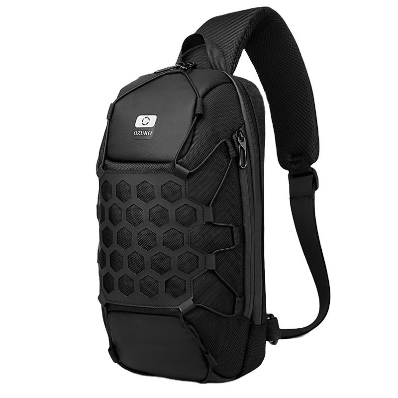 Ozuko Outdoor batoh přes rameno s USB + zámek Černý 5L