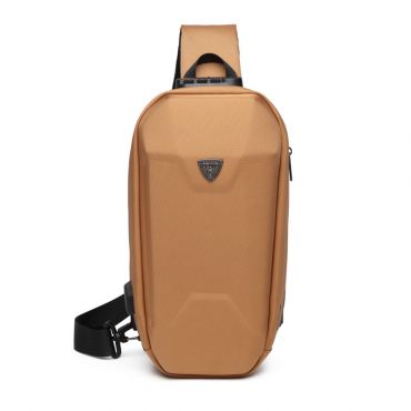 Ozuko outdoor batoh přes rameno s USB + zámek Drouet Hnědý