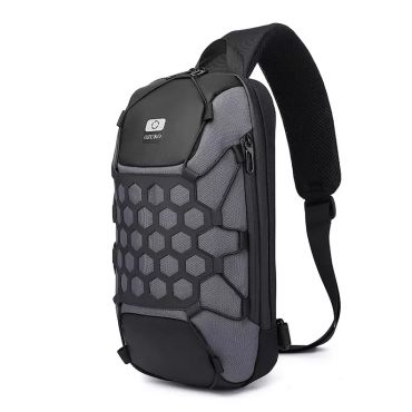 Ozuko Outdoor batoh přes rameno s USB + zámek Šedý 3 l