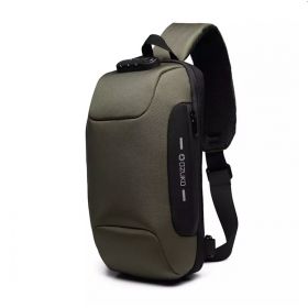 Ozuko outdoor batoh přes rameno s USB + zámek Boucher zelený 5L